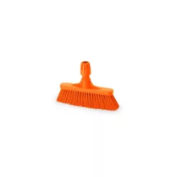   Igeax élelmiszeripari seprű, partvis fej, 28cm, billenő szemetes lapáthoz, 0,5mm közepes sörtével, narancs