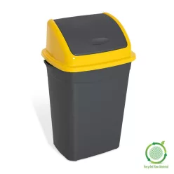   Planet Billenőfedeles szemetes kuka, műanyag, antracit/sárga, 50 L