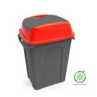 Planet Hippo Billenős Szelektív hulladékgyűjtő szemetes, műanyag, antracit/piros, 70L
