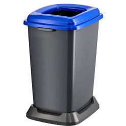  Planet Szelektív hulladékgyűjtő konténer, műanyag, nyitott fedeles, kék, 50L