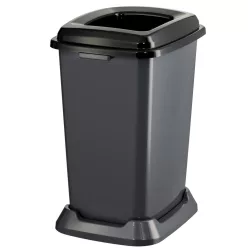  Planet Szelektív hulladékgyűjtő konténer, műanyag, nyitott fedeles, fekete, 50L