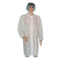   Látogató köpeny egyszerhasználatos PP zipzáros fehér 100x70cm, 24g, L