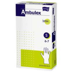 Ambulex latex fehér gumikesztyű púderes S 100db/doboz