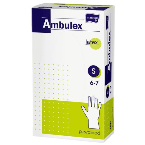Ambulex latex fehér gumikesztyű púderes S 100db/doboz