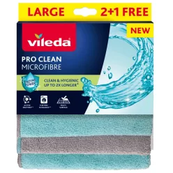   Vileda Pro Clean Microfibre mikroszálas törlőkendő kék-szürke, 3db/csg