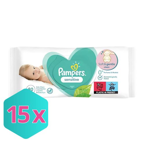 Pampers Baby nedves törlőkendő Sensitive 80db/csomag KARTON - 15 csomag