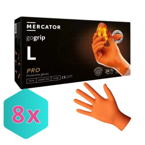 MERCATOR GoGrip Orange Gumikesztyű L-es 50 db/csomag KARTON - 8 csomag