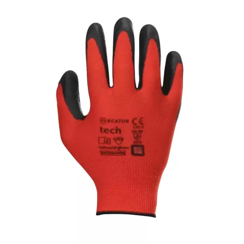 MERCATOR tech red+black latex mártott kesztyű M (12db/csomag)
