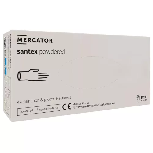 MERCATOR Santex powdered latex púderes vizsgálókesztyű XS (100db/doboz)
