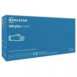   MERCATOR Nitrylex classic blue -nitril púdermentes,kék vizsgálókesztyű  L