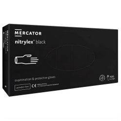   MERCATOR Nitrylex black nitril púdermentes fekete vizsgálókesztyű M