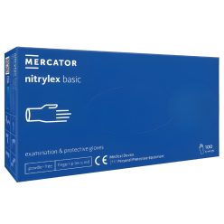   MERCATOR NITRYLEX BASIC A100 BLUE - nitril púdermentes kék vizsgálókesztyű XS
