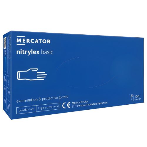 MERCATOR NITRYLEX BASIC A100 BLUE - nitril púdermentes kék vizsgálókesztyű XS