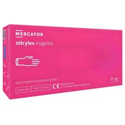   MERCATOR Nitrylex magenta,nitril púdermentes magenta(intenzív pink) színű vizsgálókesztyű S