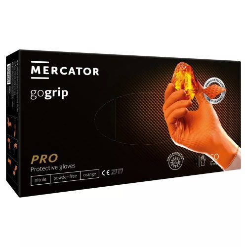 MERCATOR gogrip (orange)nitril védőkesztyű narancs púdermentes,gyémánt textúrált XXL,50 db/doboz 