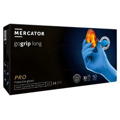   MERCATOR gogrip (blue)long,nitril védőkesztyű kék púdermentes,gyémánt textúrált,30 cm mandzsetta L,50 db/doboz 