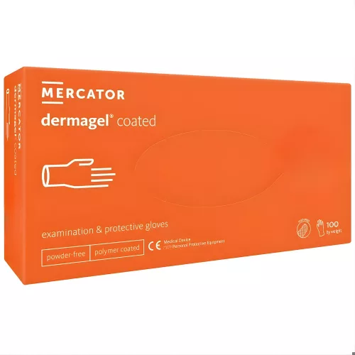 MERCATOR Dermagel coated kopolimeres latex púdermentes vizsgálókesztyű  M