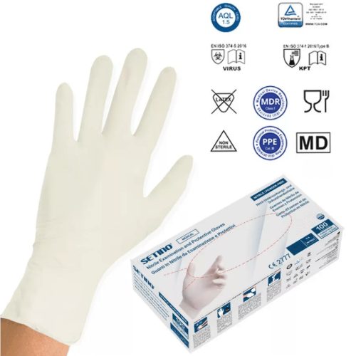 SETINO Nitril gumikesztyű - 3.5g L 100pcs Fehér