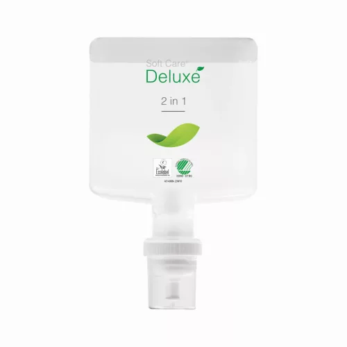 Soft Care Deluxe 2 in 1 1.3L - Környezetbarát, kondicionáló sampon, balzsam és tusfürdő