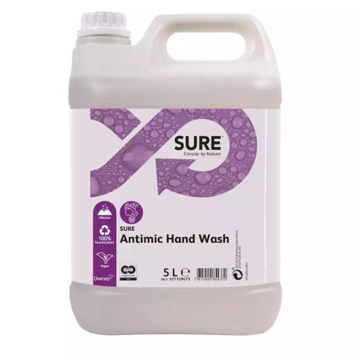 SURE Antimic Hand Wash tejsav alapú, fertőtlenítő hatású folyékony szappan, 100%-osan lebomló 5L (2db/karton)