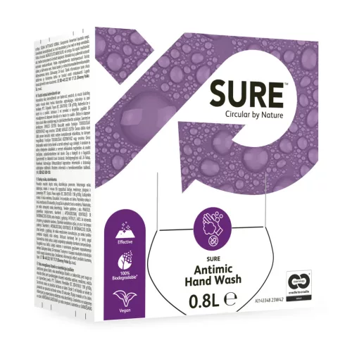 Sure Antibac HandWash Free tejsav alapú, fertőtlenítő hatású folyékony szappan, 100%-osan lebomló 800ml