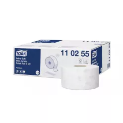   Tork toalettpapír T2 mini Jumbo Premium extra soft, 3r., fehér, 120m/tek, 12tek/karton