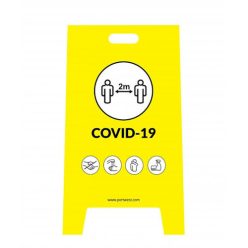 Covid biztonsági előírásokra figyelmeztető tábla