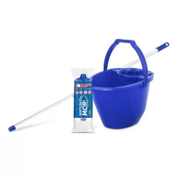   Bonus Felmosó szett-vödör KÉK 11L csavaró kosár, felmosó nyél 120cm Softmop 160gr