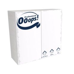   Ooops! szalvéta 33X33cm, 2r., 1/8 hajtás, FEHÉR, 100 lap/csg, 20csg/karton, 42karton/raklap