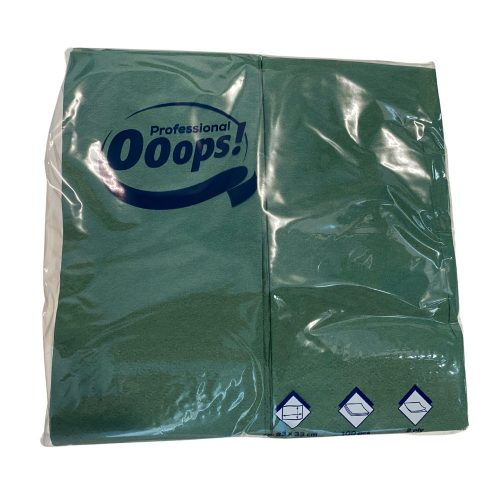 Ooops! szalvéta 33X33cm, 2r., 1/8 hajtás, SÖTÉTZÖLD, 100 lap/csg, 20csg/karton, 42karton/raklap