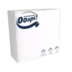   Ooops! szalvéta 33X33cm, 2r., 1/4 hajtás, FEHÉR, 100 lap/csg, 20csg/karton, 36karton/raklap