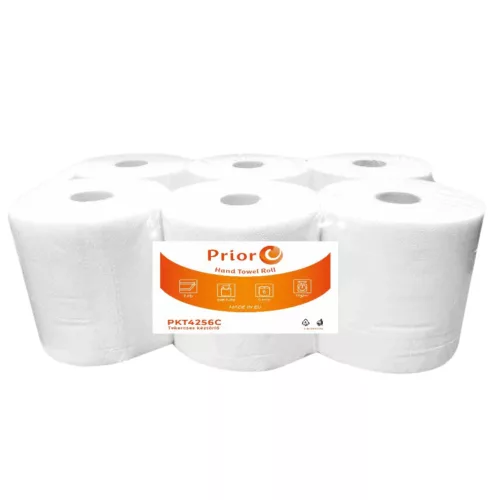 PRIOR Papírtörlő MIDI 2r., fehér, 19cm, 100m/tekercs, 6 tekercs/karton, 52 karton/raklap