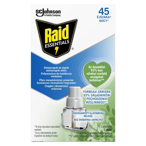 Raid Essential Elektromos 45 éjszakás szúnyogirtó illatmentes UTÁNTÖLTŐ folyadék 27 ml