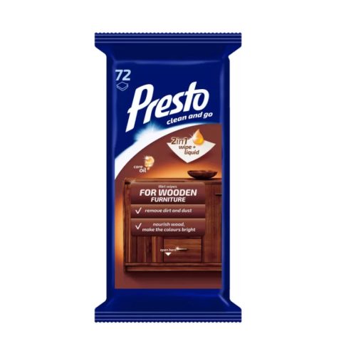 PRESTO nedves törlőkendő Bútorápoló 72db/cs (6cs/karton) 