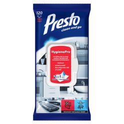  PRESTO clean and go HygienePro 2az1-ben nedves fertőtlenítő kendő 120db/cs