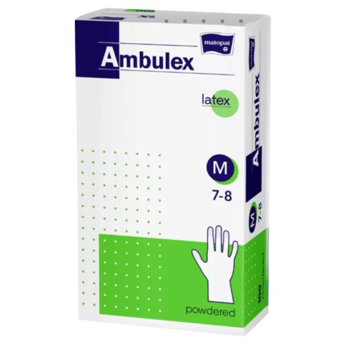 Ambulex latex fehér gumikesztyű púderes M 100db/doboz