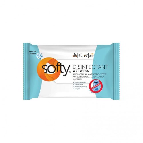 Softy Disinfectant nedves fertőtlenítő törlőkendő 40 lap, visszazárható (12db/karton)