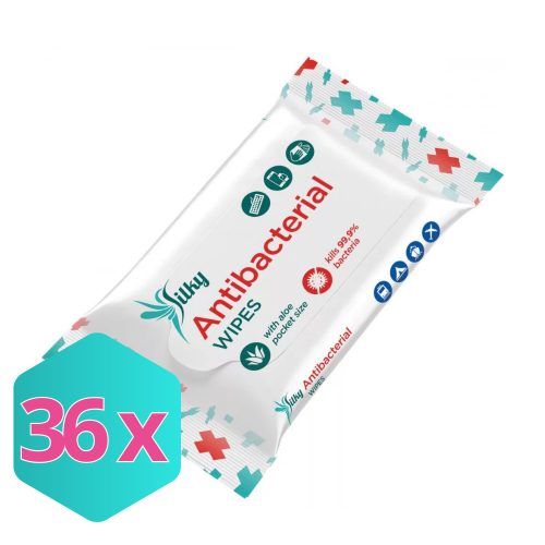 Silky Nedves törlőkendő, antibakteriális 25 darabos KARTON - 36 db