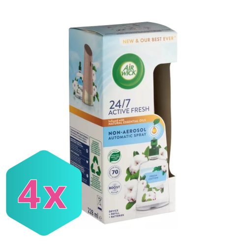 Air Wick ACTIVE FRESH készülék+utántöltő 228 ml Fresh Cotton KARTON - 4 db