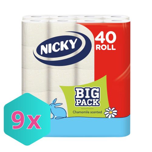 Nicky BIG PACK toalettpapír, 3 rétegű, 40 tekercs KARTON - 9 db